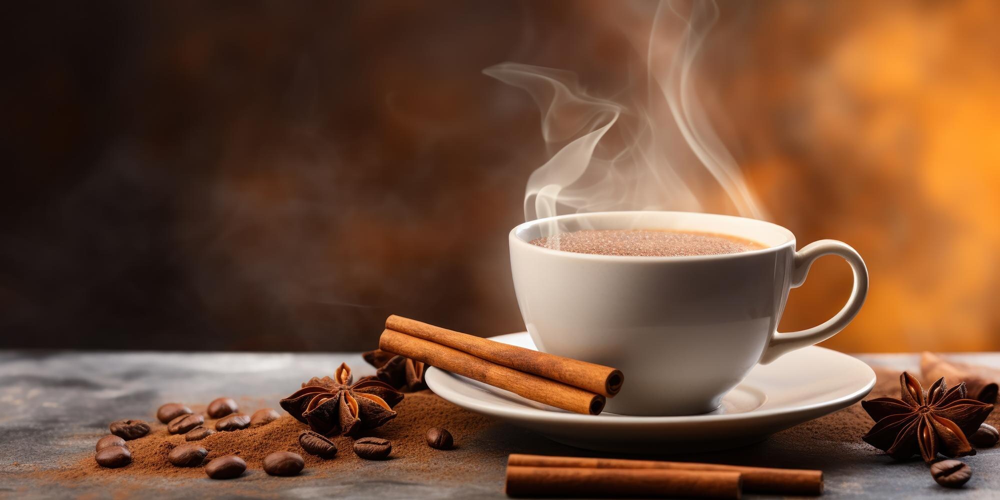 Taza de café humeante